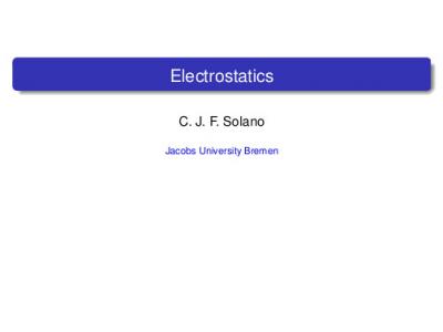 Electrostatics - Lecture